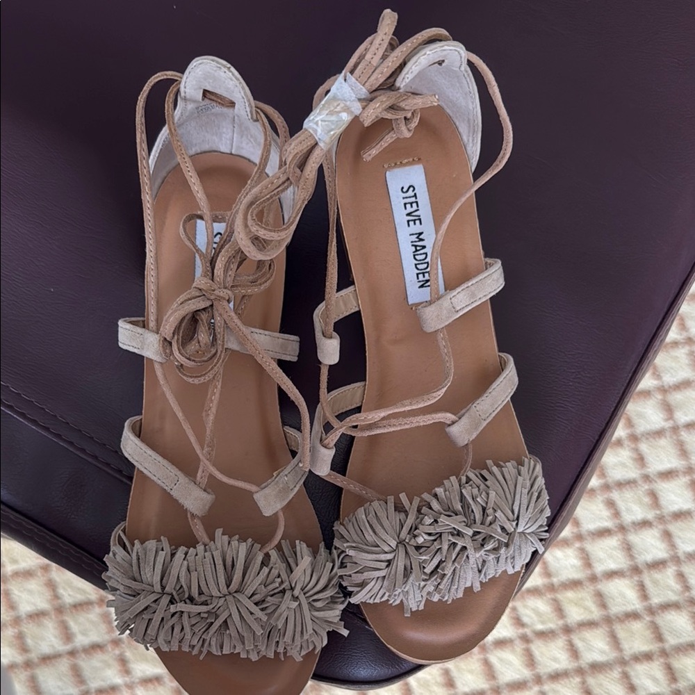 Steve Madden Tan Fringe Women's Sandals